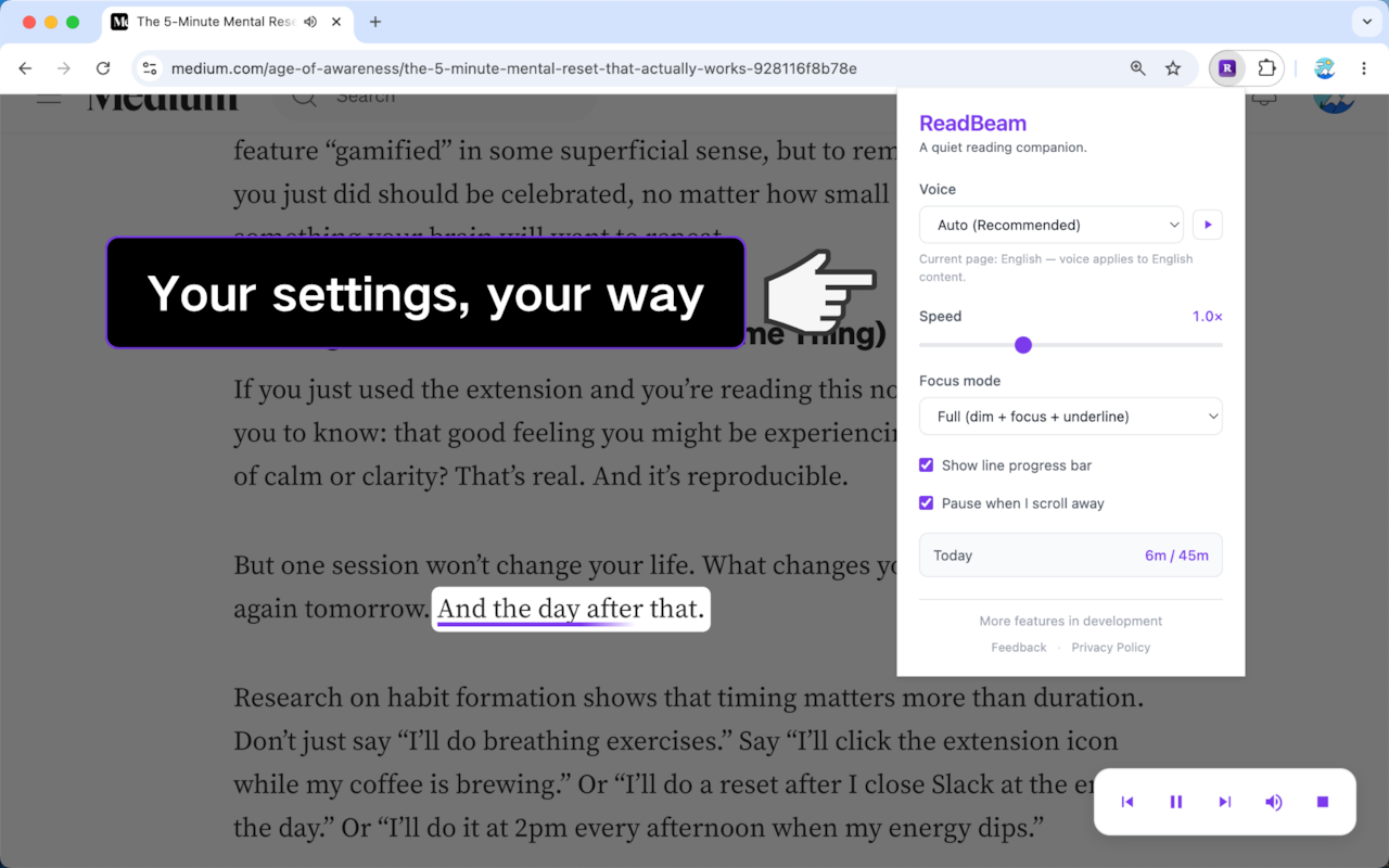 ReadBeam screenshot
